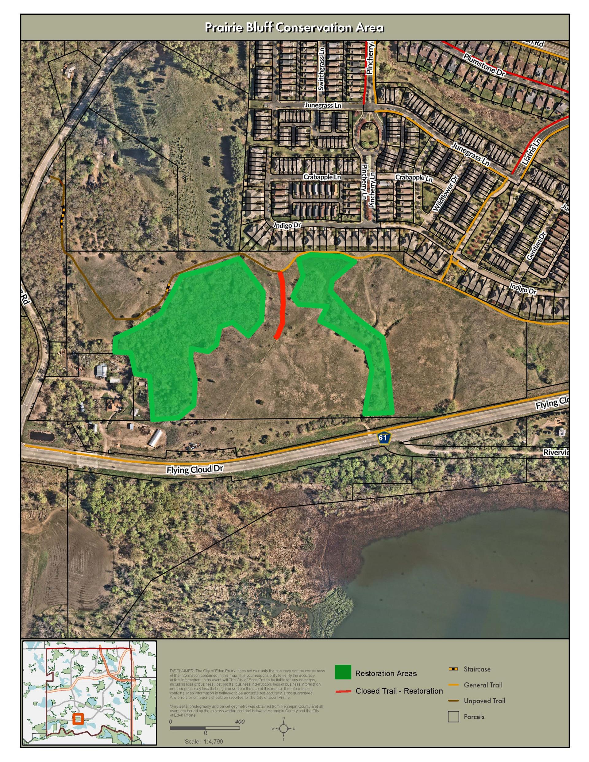 Project Map Area of Prairie Bluff Conservation Area restoration project
