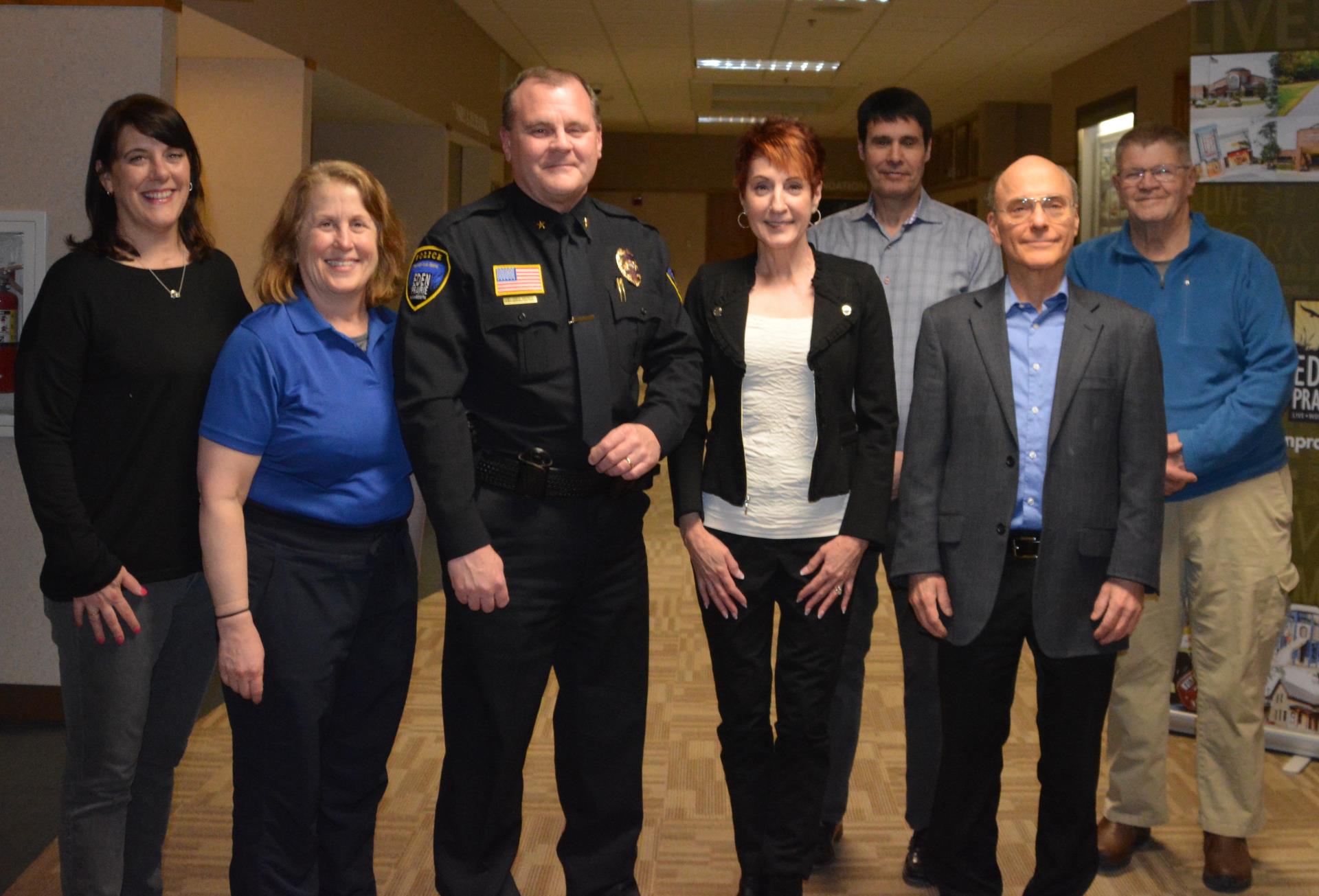 Crime Prevention Fund members, Chief Weber and Dr. Wright's children at the March 5, 2019 council meeting where the purchase of a new K9 was approved by the City Council